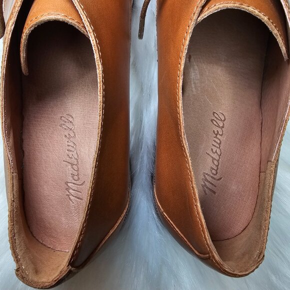 Madewell The Frances Oxford Shoe Tan Leather Loafers Lace Up Minimal Womens Sz 8 - Picture 6 of 11